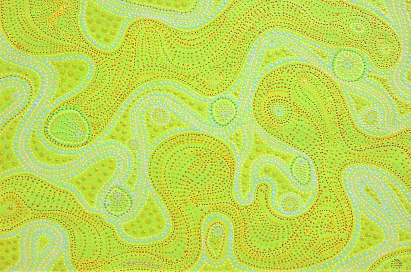 green electra contemporary abstract landscape painting Australian Aboriginal art inspired