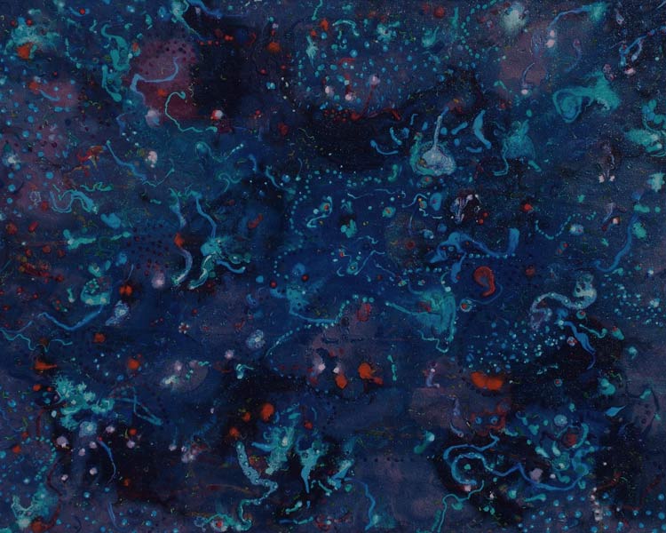 abstract submarine creatures blue painting