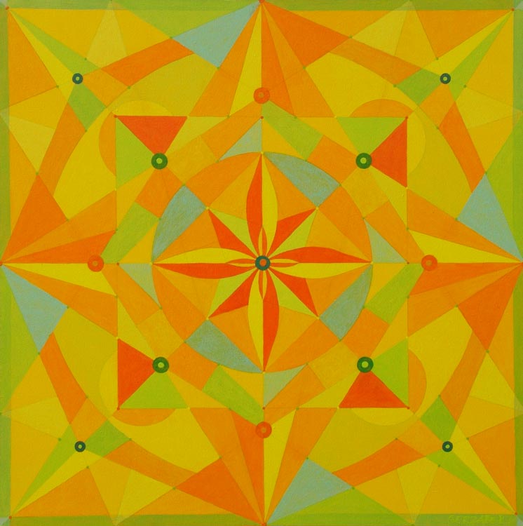 abstract geometric painting based on Tibetan mandala