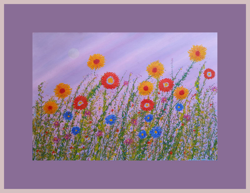 wildflowers contemporary original floral painting with suggested frame