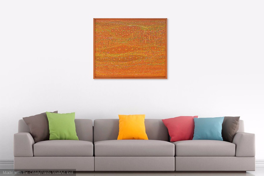 on wall contemporary abstract landscape painting biology inspired