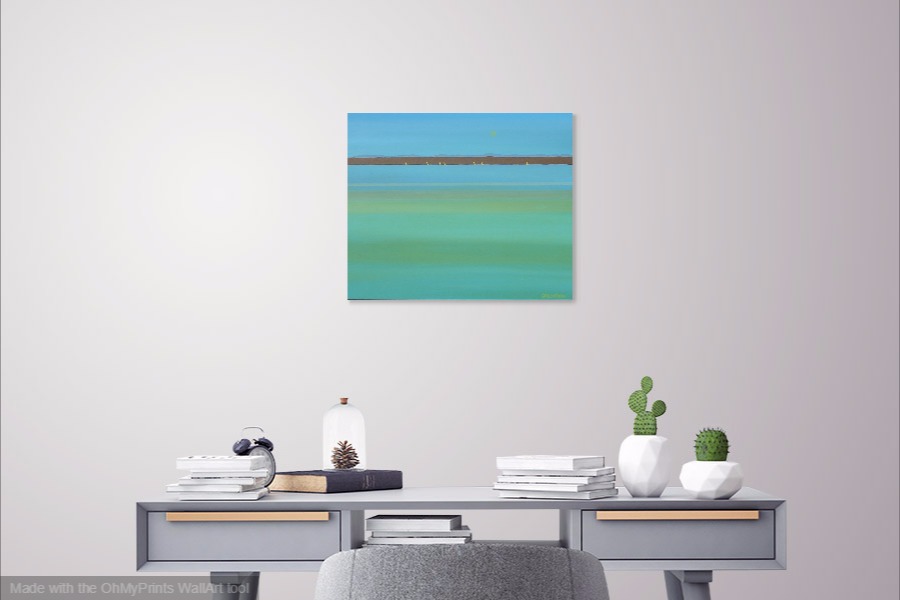 still waters impressionist river minimalist painting on wall