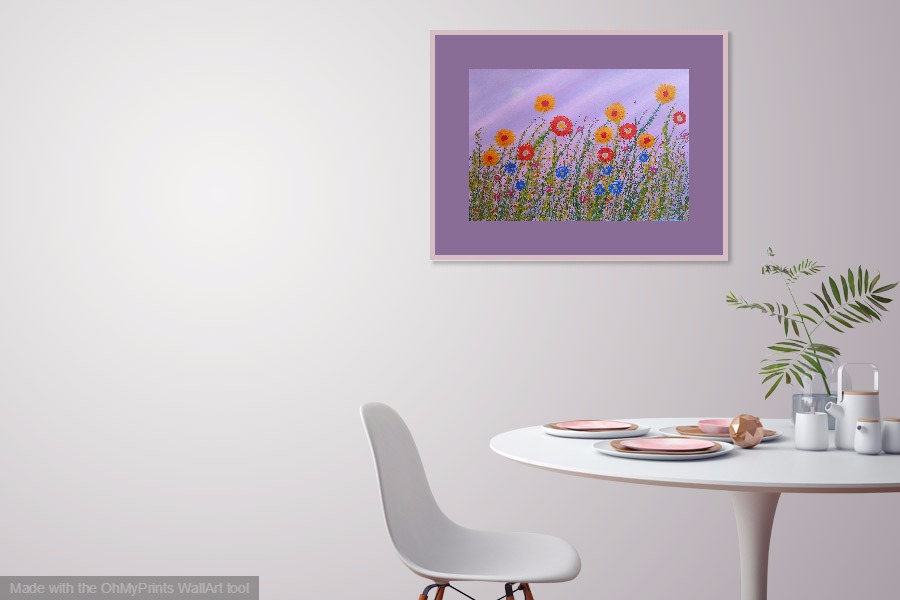 wildflowers contemporary original floral painting on wall