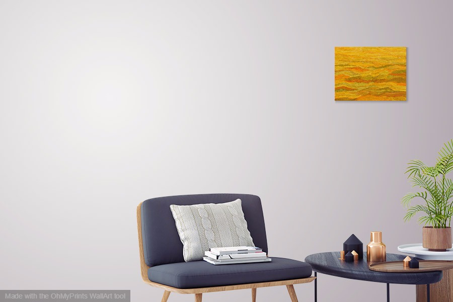 undulating Australian semi-abstract landscape painting on wall