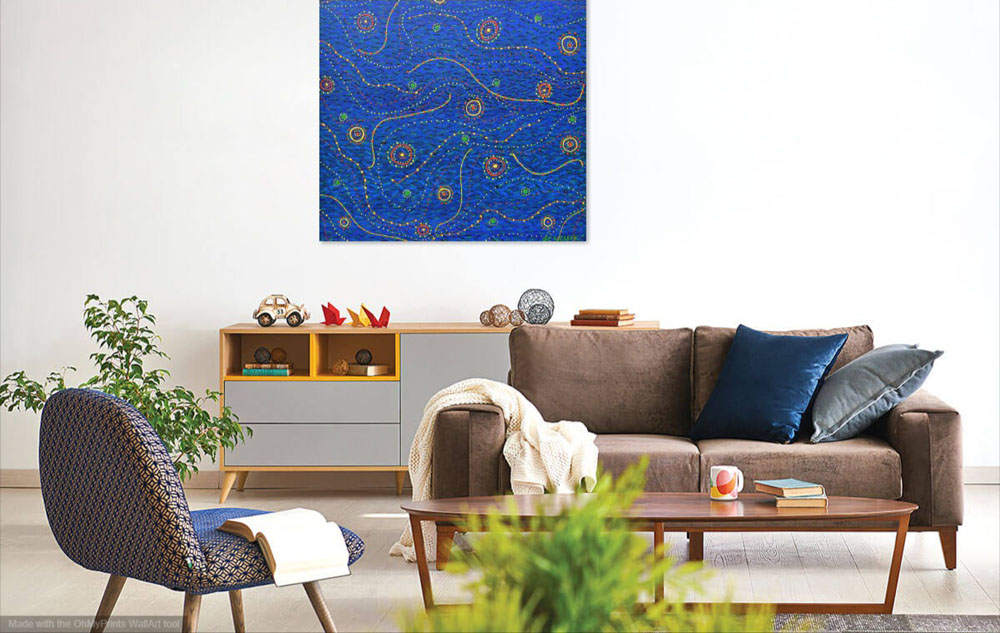 on wall image contemporary abstract decorative blue painting