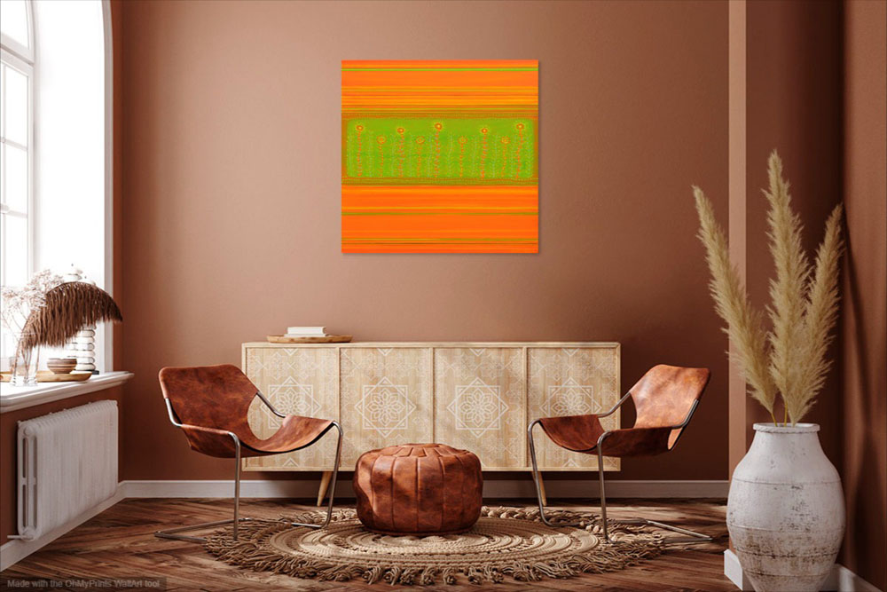 on wall image abstract decorative orange painting modern art