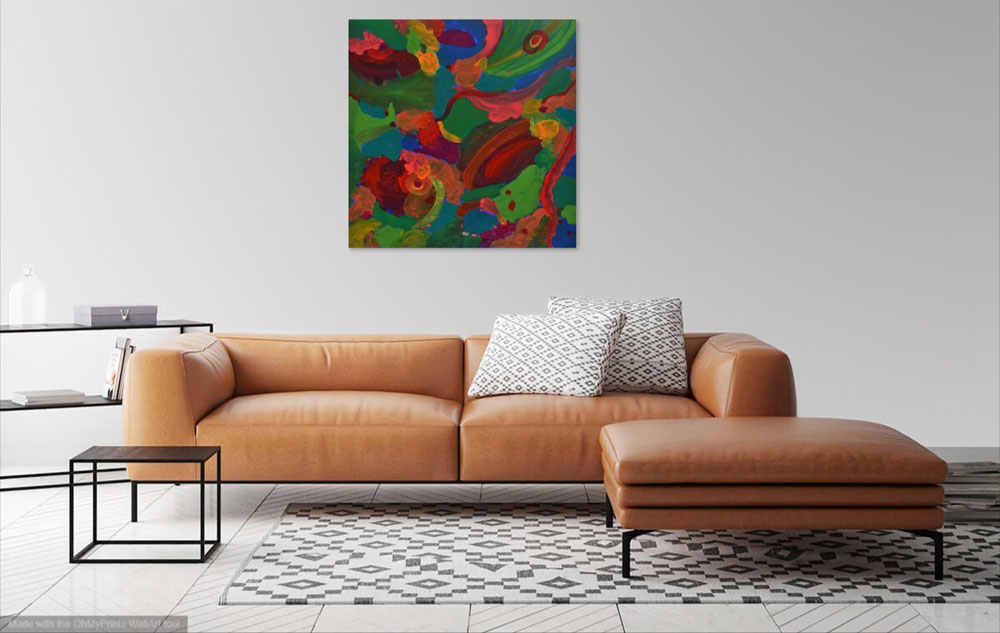 on wall image colours abstract painting multi-coloured art picture
