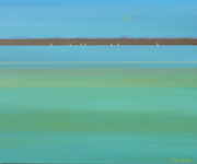 still waters impressionist river minimalist painting
