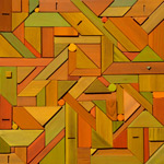 jigsaw bas-relief mixed medium abstract geometric assembly